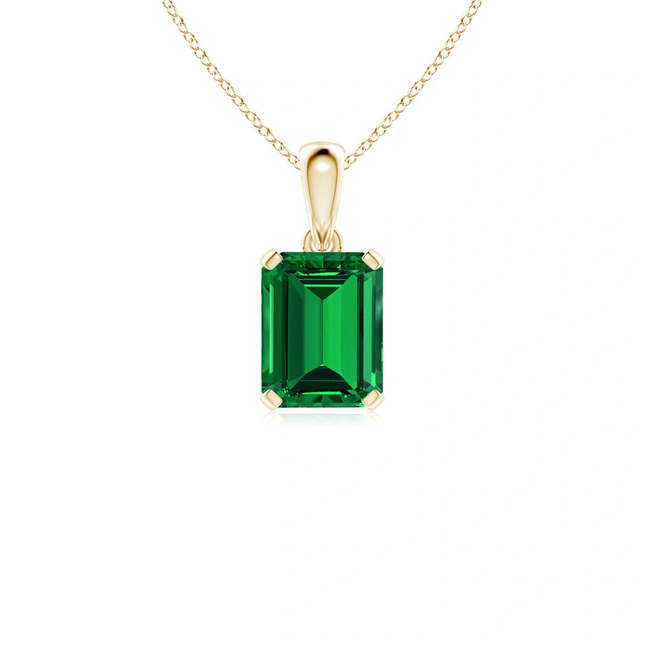 Emerald Cut Emerald Gemstone Necklace