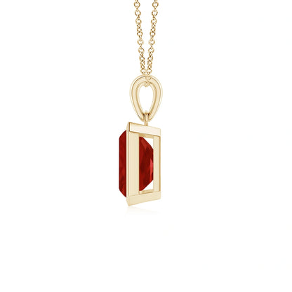 Emerald Cut Ruby Bezel-Set Necklace