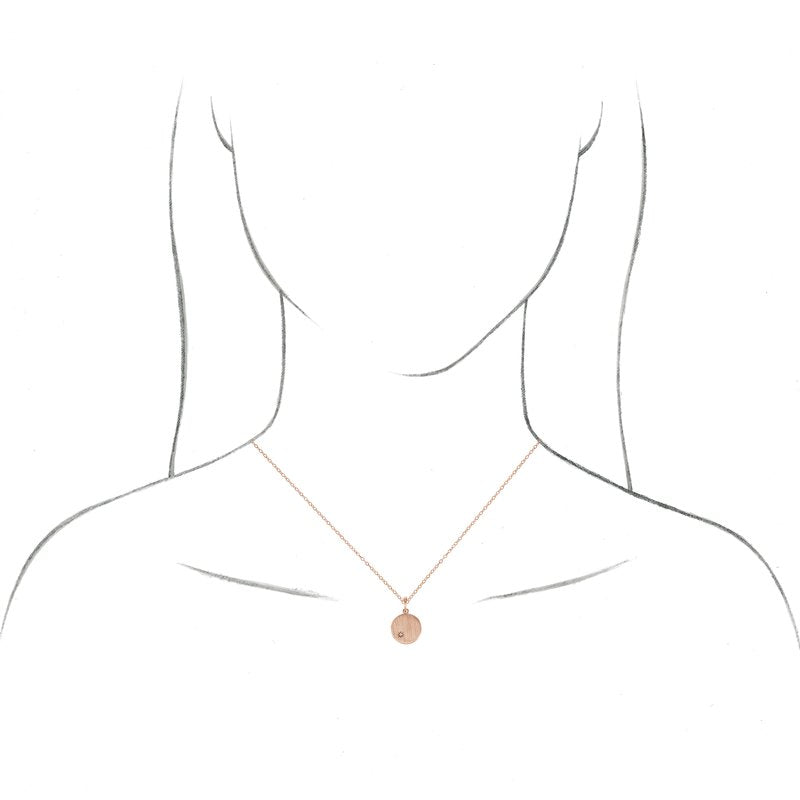14K Gold & Diamond Engravable Disk Initial Necklace