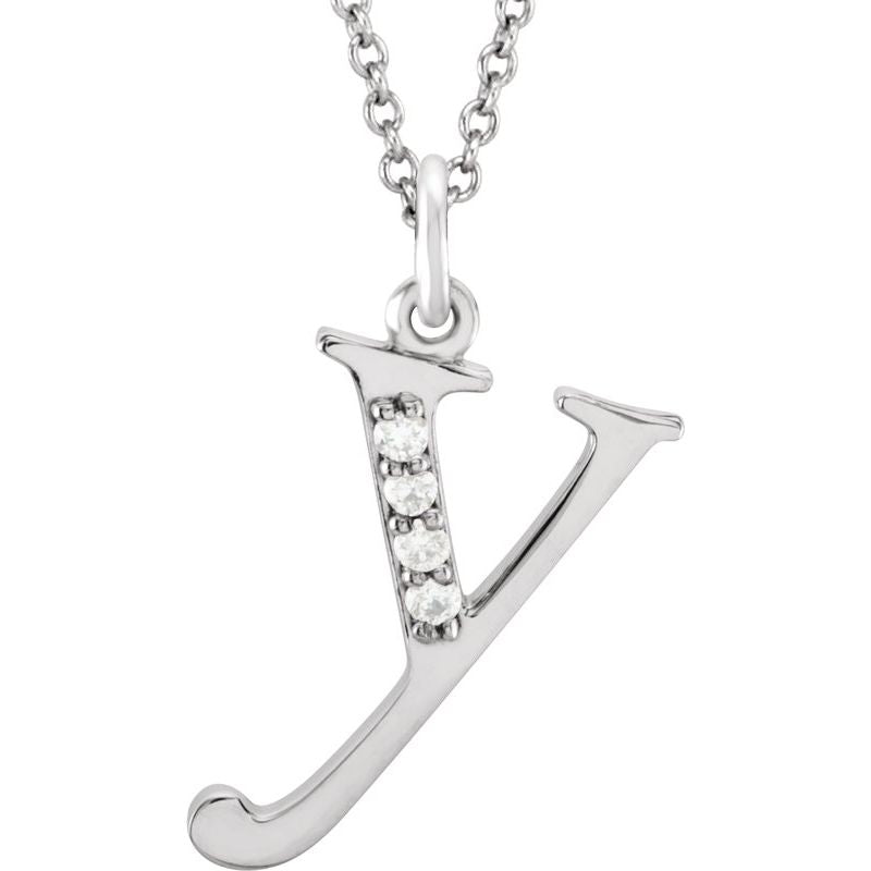 14K Gold Diamond Lowercase Initial 16" Necklace