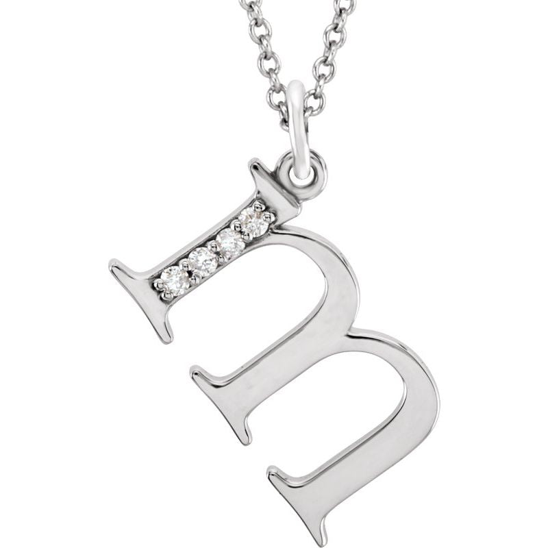 14K Gold Diamond Lowercase Initial 16" Necklace