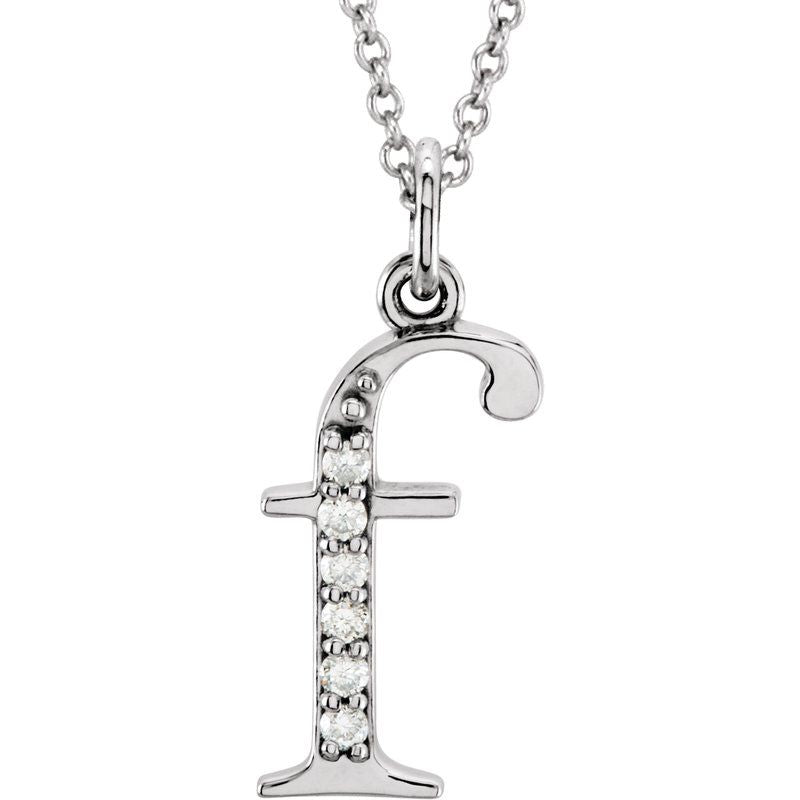 14K Gold Diamond Lowercase Initial 16" Necklace