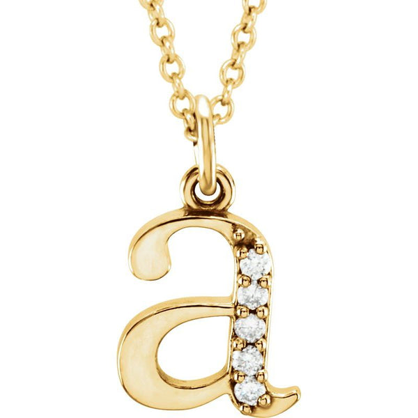 14K Gold Diamond Lowercase Initial 16" Necklace