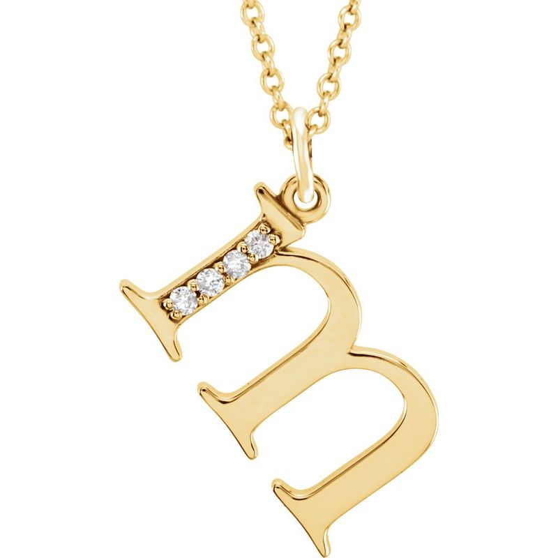 14K Gold Diamond Lowercase Initial 16" Necklace