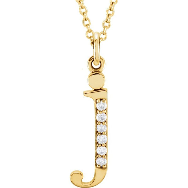 14K Gold Diamond Lowercase Initial 16" Necklace