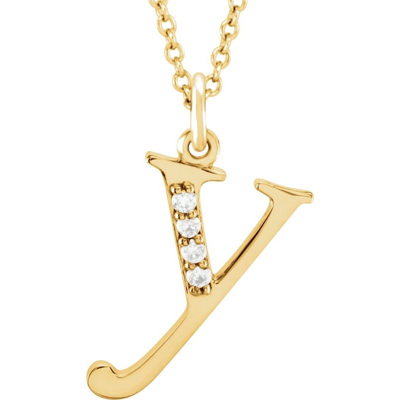 14K Gold Diamond Lowercase Initial 16" Necklace