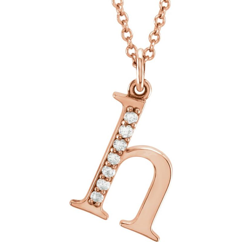 14K Gold Diamond Lowercase Initial 16" Necklace