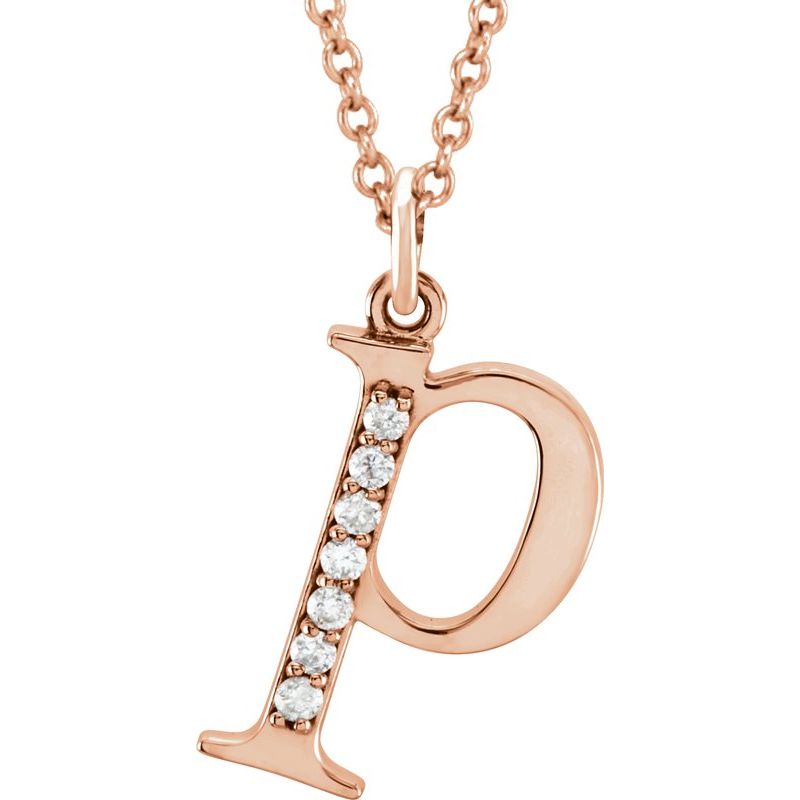 14K Gold Diamond Lowercase Initial 16" Necklace