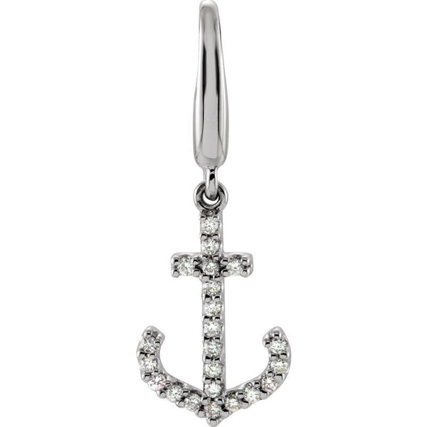 14K White 1/8 CTW Diamond Anchor Charm