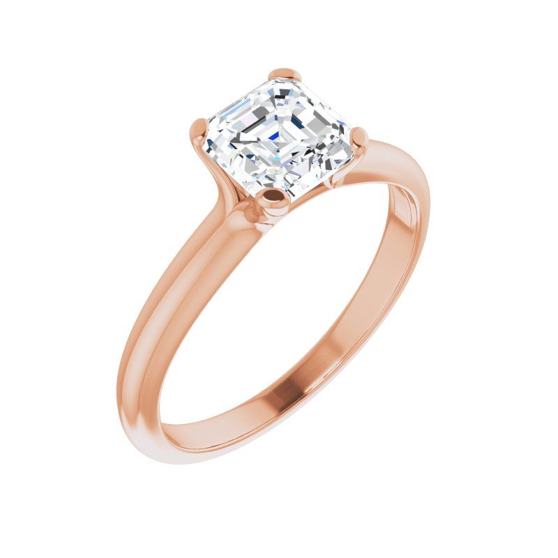 14K Gold Asscher/ Princess Solitaire Engagement Ring