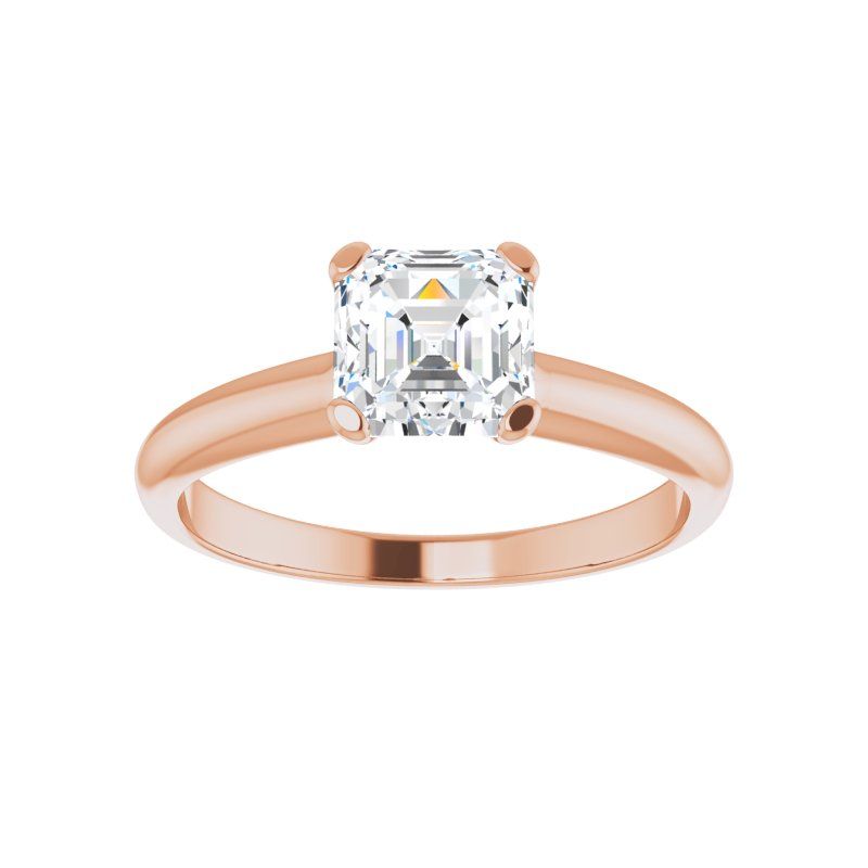 14K Gold Asscher/ Princess Solitaire Engagement Ring