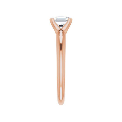 14K Gold Asscher/ Princess Solitaire Engagement Ring
