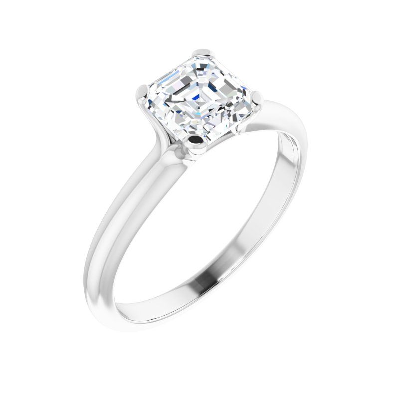 14K Gold Asscher/ Princess Solitaire Engagement Ring