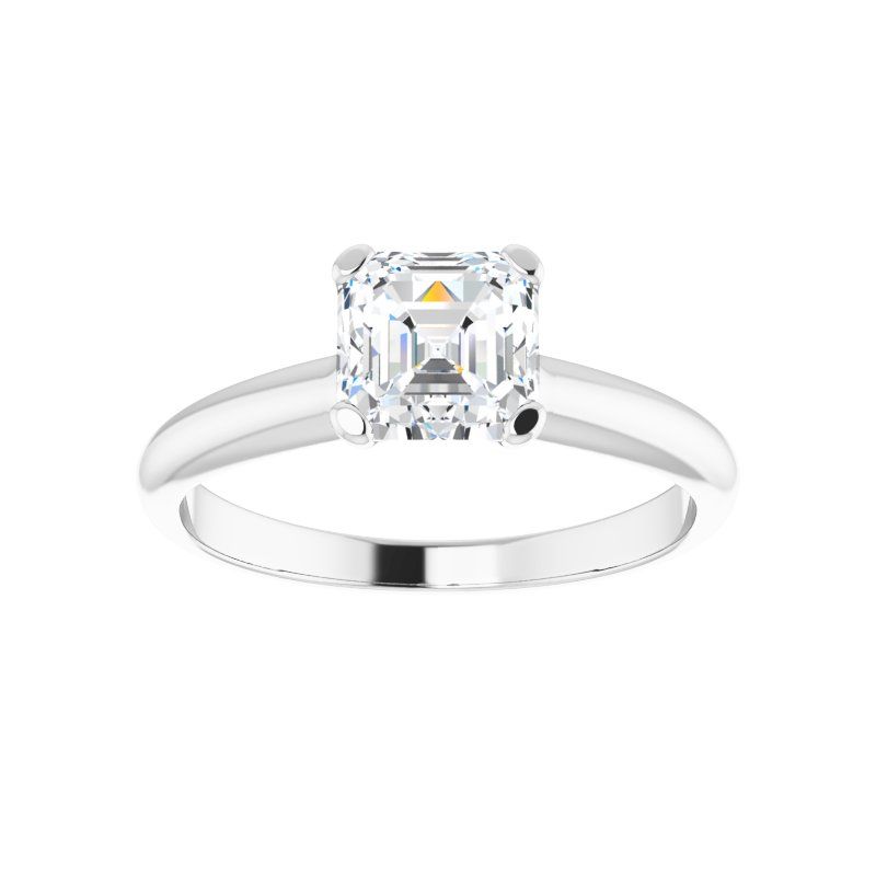 14K Gold Asscher/ Princess Solitaire Engagement Ring