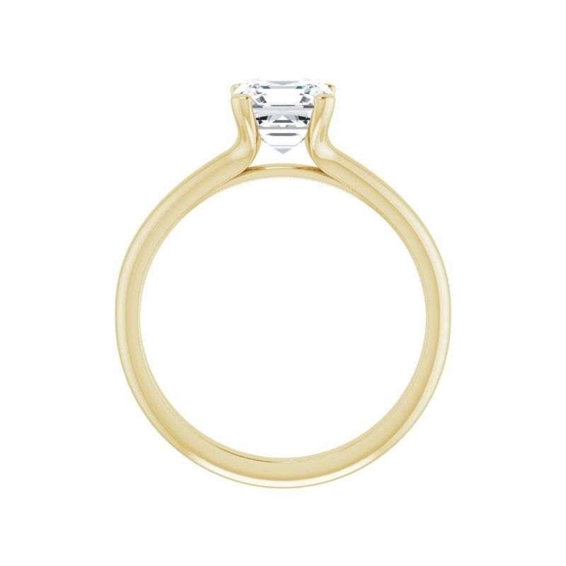 14K Gold Asscher/ Princess Solitaire Engagement Ring