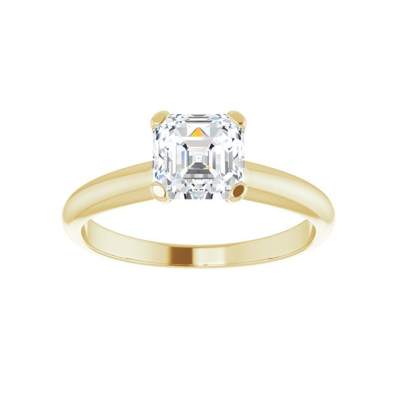 14K Gold Asscher/ Princess Solitaire Engagement Ring