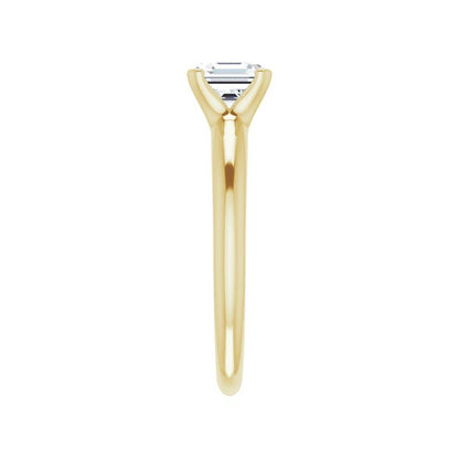 14K Gold Asscher/ Princess Solitaire Engagement Ring