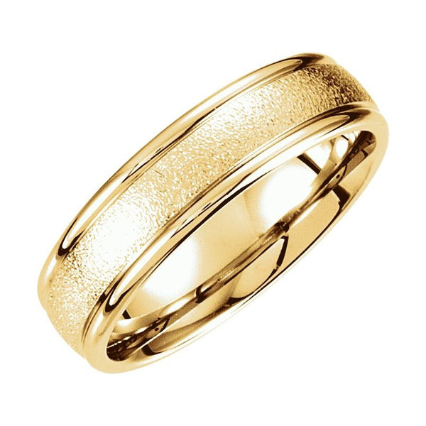 14K Gold 6 mm Grooved Band with Foil Finish