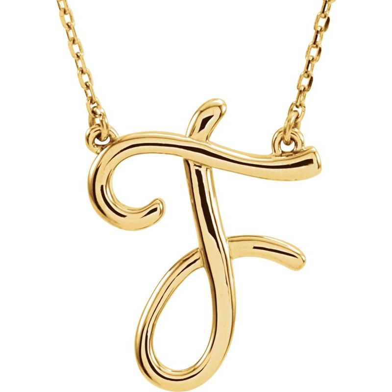 14K Gold Script Initial 16" Necklace