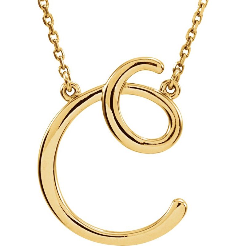 14K Gold Script Initial 16" Necklace