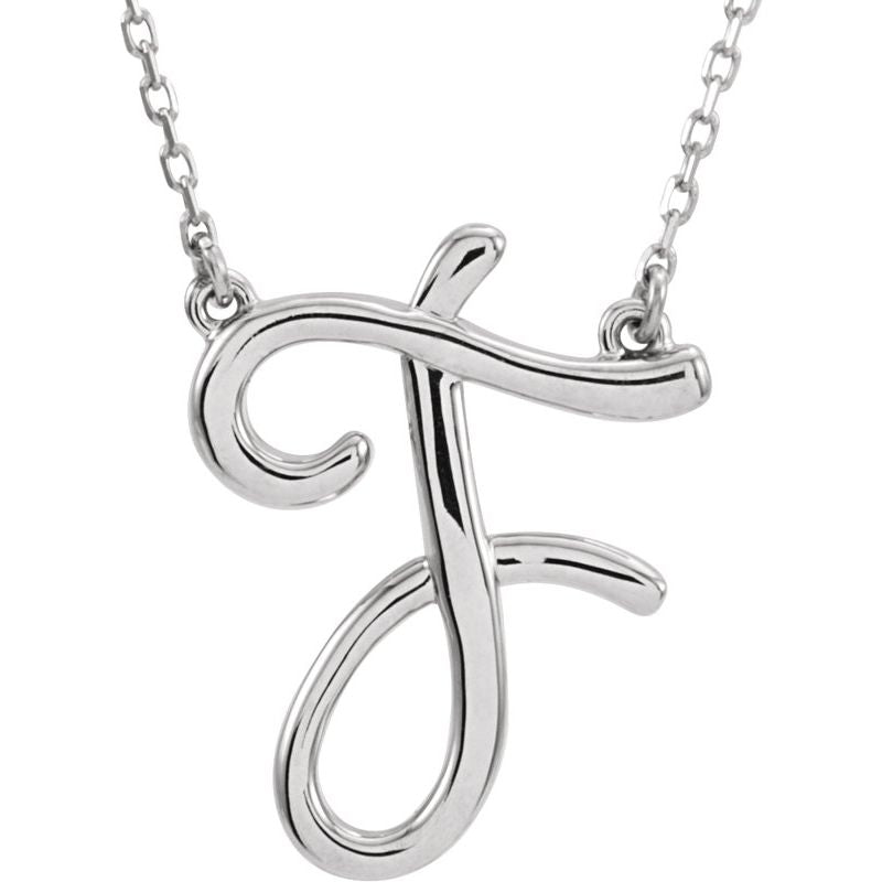 14K Gold Script Initial 16" Necklace