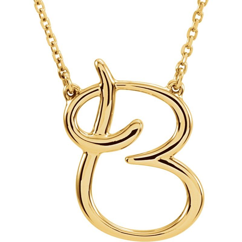 14K Gold Script Initial 16" Necklace