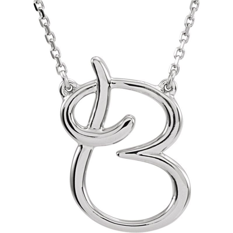 14K Gold Script Initial 16" Necklace