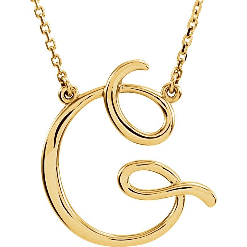 14K Gold Script Initial 16" Necklace