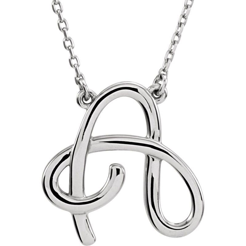 14K Gold Script Initial 16" Necklace