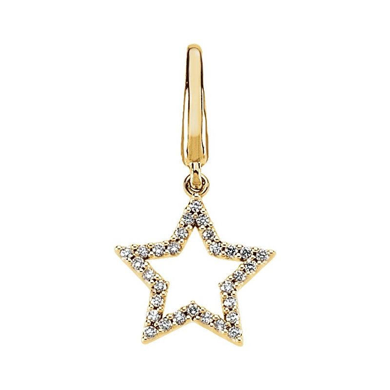 14K Gold 1/8 CTW Diamond Star Charm