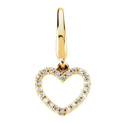 14K Gold Diamond Heart Charm