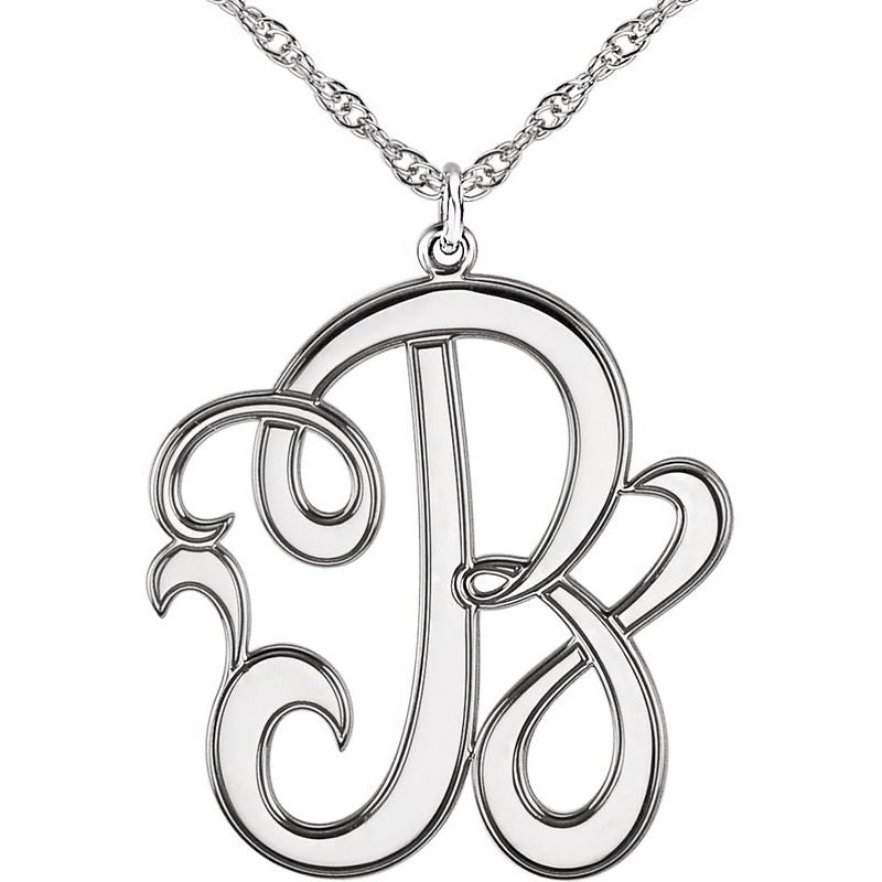 14K Gold Initial Script Monogram Necklace