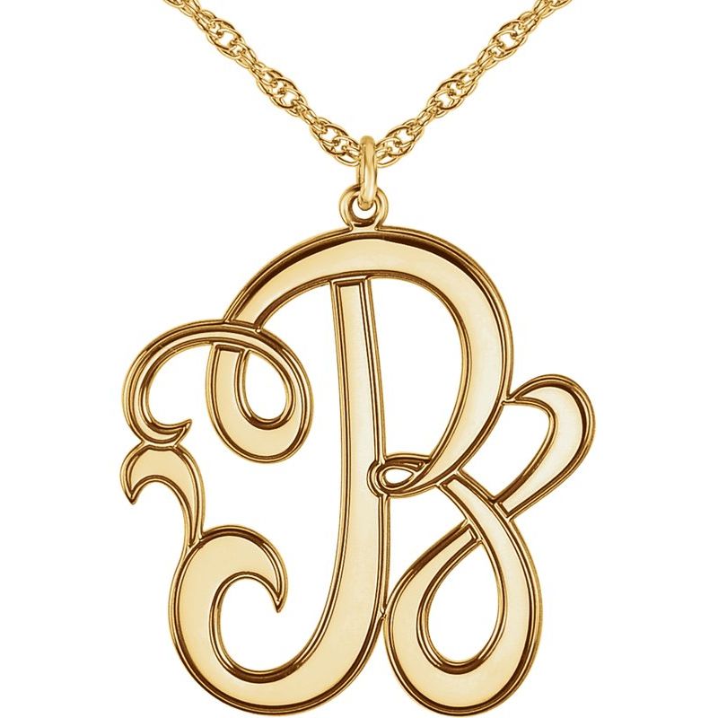 14K Gold Initial Script Monogram Necklace