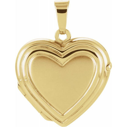 14K Yellow Gold Heart Photo Memory Locket
