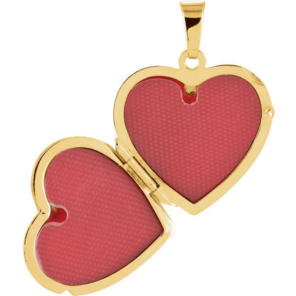 14K Yellow Gold Heart Photo Memory Locket