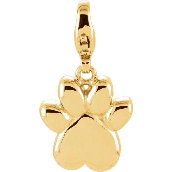 14K Yellow Charming Animals® Paw Print Charm