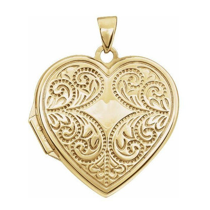 14K Gold Heart Photo Memory Locket