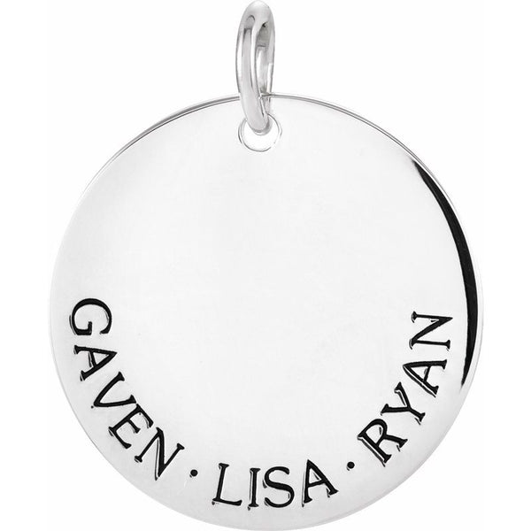 14K Gold Engravable Extra Large Disc 3-Name Pendant