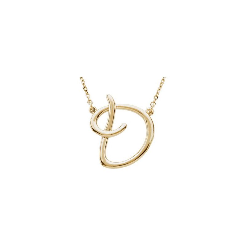 14K Gold Script Initial 16" Necklace