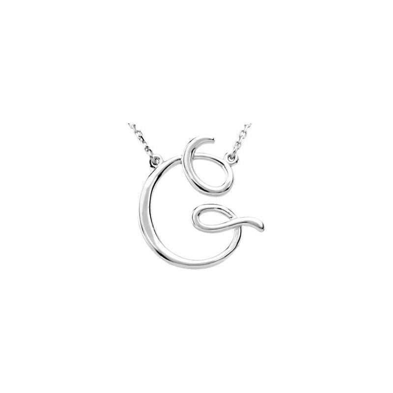 14K Gold Script Initial 16" Necklace