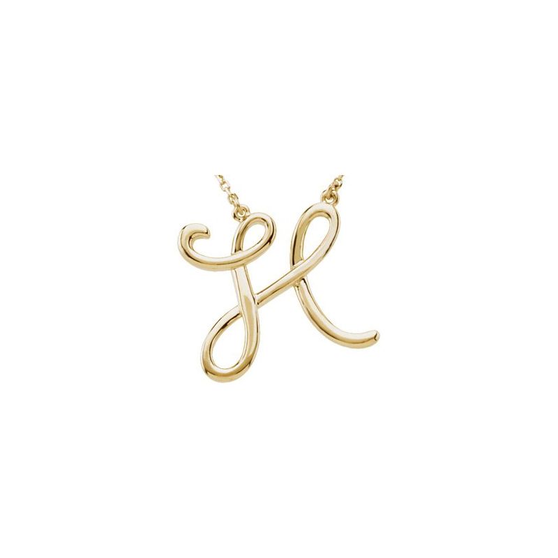 14K Gold Script Initial 16" Necklace