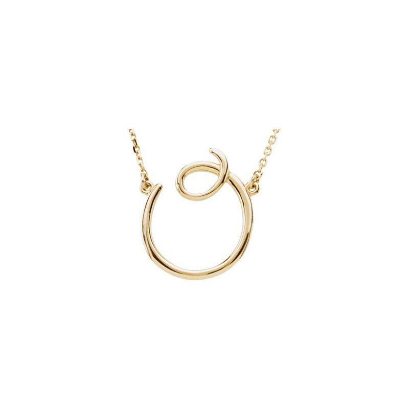 14K Gold Script Initial 16" Necklace