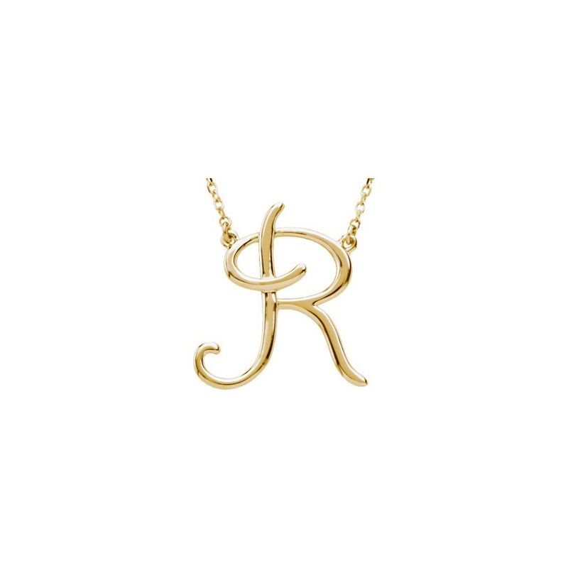 14K Gold Script Initial 16" Necklace