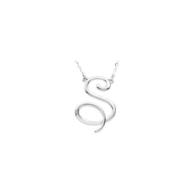 14K Gold Script Initial 16" Necklace