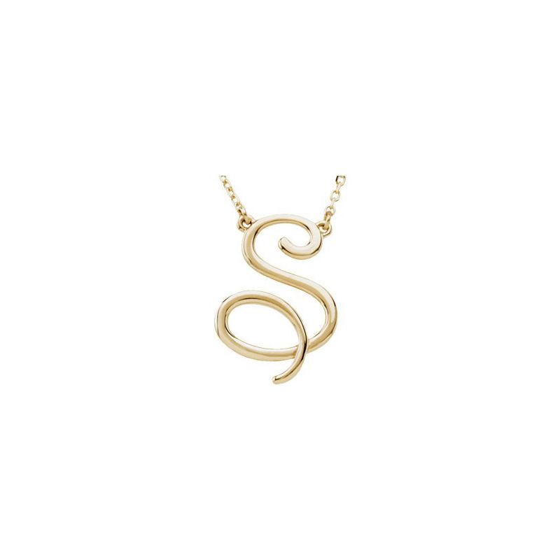 14K Gold Script Initial 16" Necklace