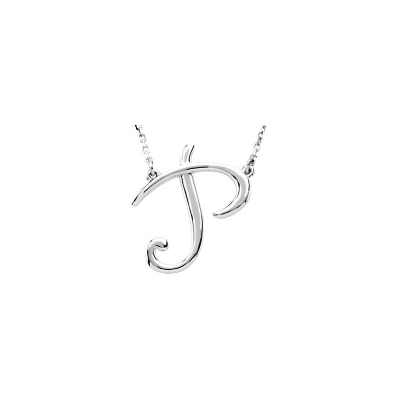 14K Gold Script Initial 16" Necklace