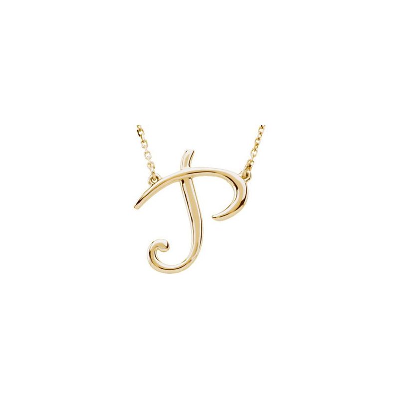 14K Gold Script Initial 16" Necklace