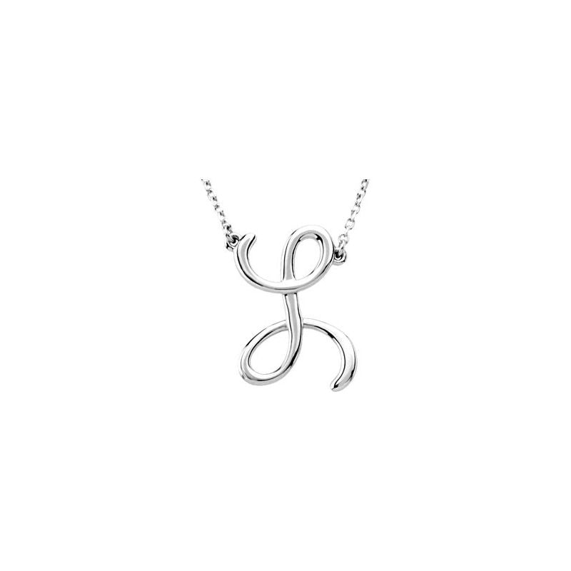 14K Gold Script Initial 16" Necklace