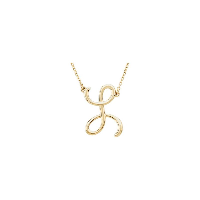 14K Gold Script Initial 16" Necklace