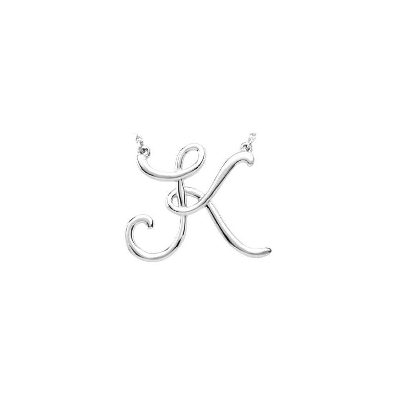 14K Gold Script Initial 16" Necklace